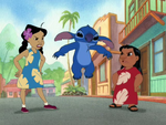 Penny and Lilo unhappy at Stitch