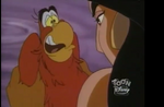 Iago intimidated by Jasmine for insulting the Sultan who put Aladdin in charge.