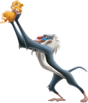 Promotional artwork of Rafiki holding Simba