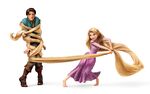 Art of Rapunzel tangling Flynn in her hair