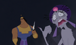 Kronk speaks with his conscience leaving Yzma confused