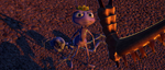 Atta goes face-to-face with Hopper by stopping him from squishing Flik.