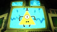Bill Cipher shows up on the monitor.