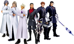 The six founders of Organization XIIIFrom left to right: Ienzo, Even, Terra-Xehanort, Braig, Aeleus, and Dilan