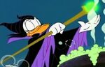 Daisy Duck dressed up as Maleficent.