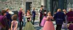 Eugene's cameo in Frozen as she enters the castle of Arendelle with Anna passing her