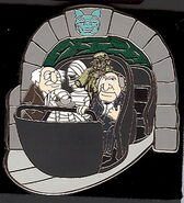 Statler and Waldorf with a mummy and a deaf ghost in a Haunted Mansion Doombuggy pin