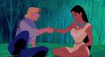 John Smith teaches Pocahontas how to greet with a handshake