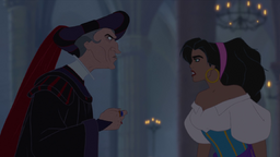 Esmeralda and Frollo.