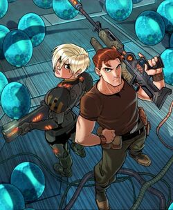 Sergeant Calhoun and Brad Scott on the cover of Hero's Duty.