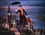 Mary Poppins flying over London