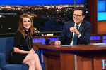 Julianne Moore visits The Late Show with Stephen Colbert in October 2017.