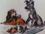 Lady and Tramp with their puppies by Joe Rinaldi