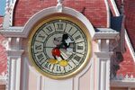 Mickey Mouse clock on the main tower of the Disneyland Hotel, at Disneyland Paris