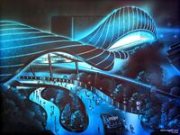 Concept Art for TRON Lightcycle/Run at Magic Kingdom during nighttime