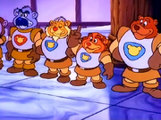 The Knights of Gummadoon (right to left: Sirs Gumlittle, Blastus, Plucky, and unnamed)