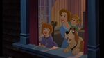 Wendy, Danny, Jane, and Nana II seeing Peter Pan from their window