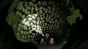 Stan, Dipper en Mabel omsingelt door honderden handen.