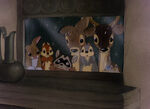 The Forest Animals watch over Snow White from outside the cottage.