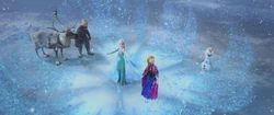 Elsa unfreezing Arendelle after realizing that "true love will thaw