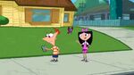 Phineas trying to find Meap, but is distracted with Isabella's cuteness