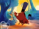 Pumbaa wearing Lincoln's hat in "Catch Me if You Kenya"