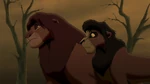 Simba takes Kovu to a fire-ravaged portion of the Pride Lands