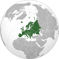 Europe orthographic Caucasus Urals boundary (with borders) 2