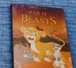 Bootleg versions of Simba, Timon, and Pumbaa on a DVD cover called "Farm Beasts".