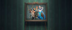 Portrait of Anna, Elsa, Olaf, Kristoff and Sven together