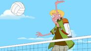 Jeremy playing volleyball on a jetpack