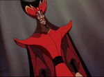 Jafar suddenly appears in front of the terrified Iago.