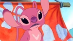 Angel intrigued by Stitch's way of picking his nose