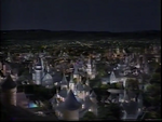 An overhead view of the city, which has many castles at the end of the show from 2000-2007