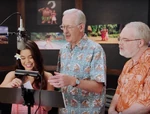 John Musker and Ron Clements supervising Auli'i Cravalho's recording session for Moana.