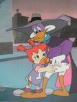 Arte de Gosalyn abrazando a Darkwing del final del episodio "Negaduck"