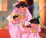 Ma Beagle and her sons disguised as bridesmaids.