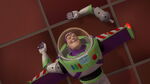 Buzz realized that he can't fly after falling flat on the floor and severed his left arm