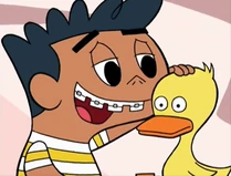 HectorPatDuckie.jpg (129 KB) Hector patting his toy duck, Mr. Paddle.