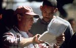 Will Smith with director Tony Scott on the set of Enemy of the State.