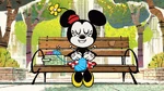 Minnie is doing some knitting