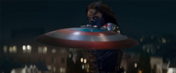 The Winter Soldier catches Cap's Shield.