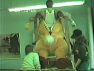 Actors getting out of Rabbit costume