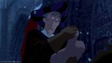 Frollo upon the realization that the bag she was carrying was actually her child and not gold that he believed she stole.