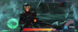 Calhoun during Hero Duty'"`UNIQ--nowiki-0000000D-QINU`"''s gameplay.