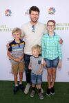 Jon Heder with his kids (l-r) Philip, Timothy, and Evan Jane attending the attend the Feeding Families and Building Communities: Heifer International Event in October 2018.