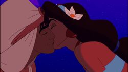 Aladdin and Jasmine's first kiss.