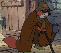 Robin Hood disfrazado de ciego.