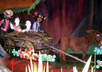Collegiate Quartet in the "Zip-a-Dee-Doo-Dah" final sequence in Splash Mountain at the Disneyland Park. (1989-2023)