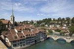 Houses and banks of Aare River in Bern, Switzerland
